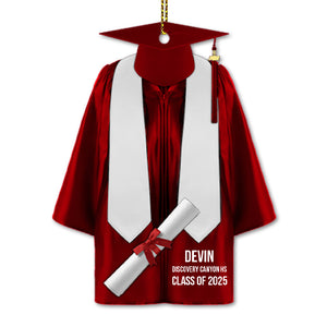 Graduation Ornaments, Personalized Graduation Gown Flat Ornament, Graduation Keepsake, Gifts for Graduate Him Her Friends