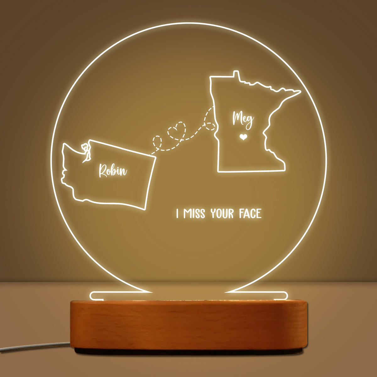 Custom Two Map Night Light for Couples - Gift for Her/Him - Long Distance Relationship Gift - Going Away Gift - Couple Gift - Christmas Gift