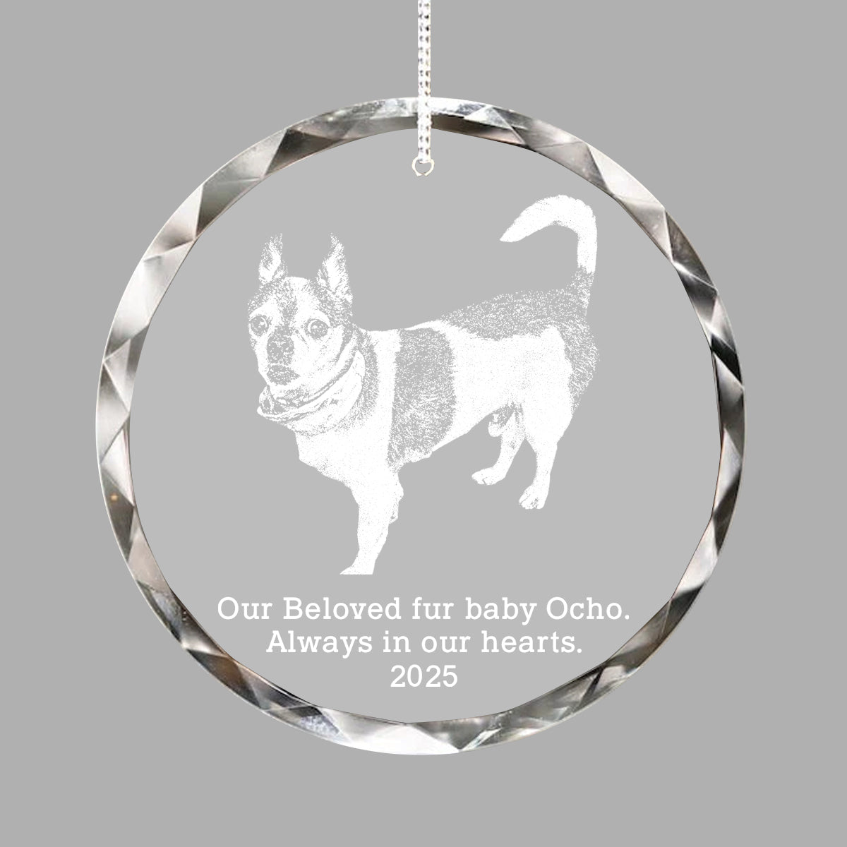Engraved Photo Crystal Glass Ornament - Personalized Christmas Gifts for Family