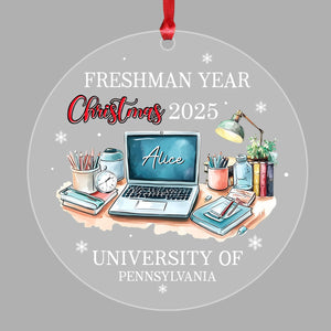 First Year At College Ornament 2024, Freshman Year Christmas 2024,College Ornament, College Christmas Keepsake, New College Student Ornament