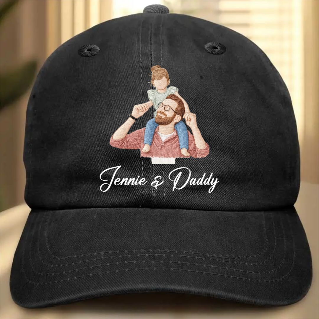 Custom Embroidered Outline Photo - Portrait Embroidered Dad Cap