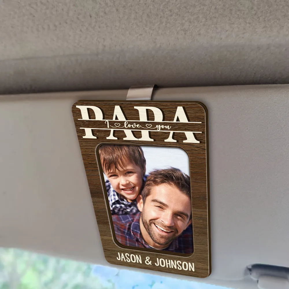 Custom Photo Dad We Love You - Personalized Custom Shaped Car Visor Clip, Father's Day Gift, Gift For Dad