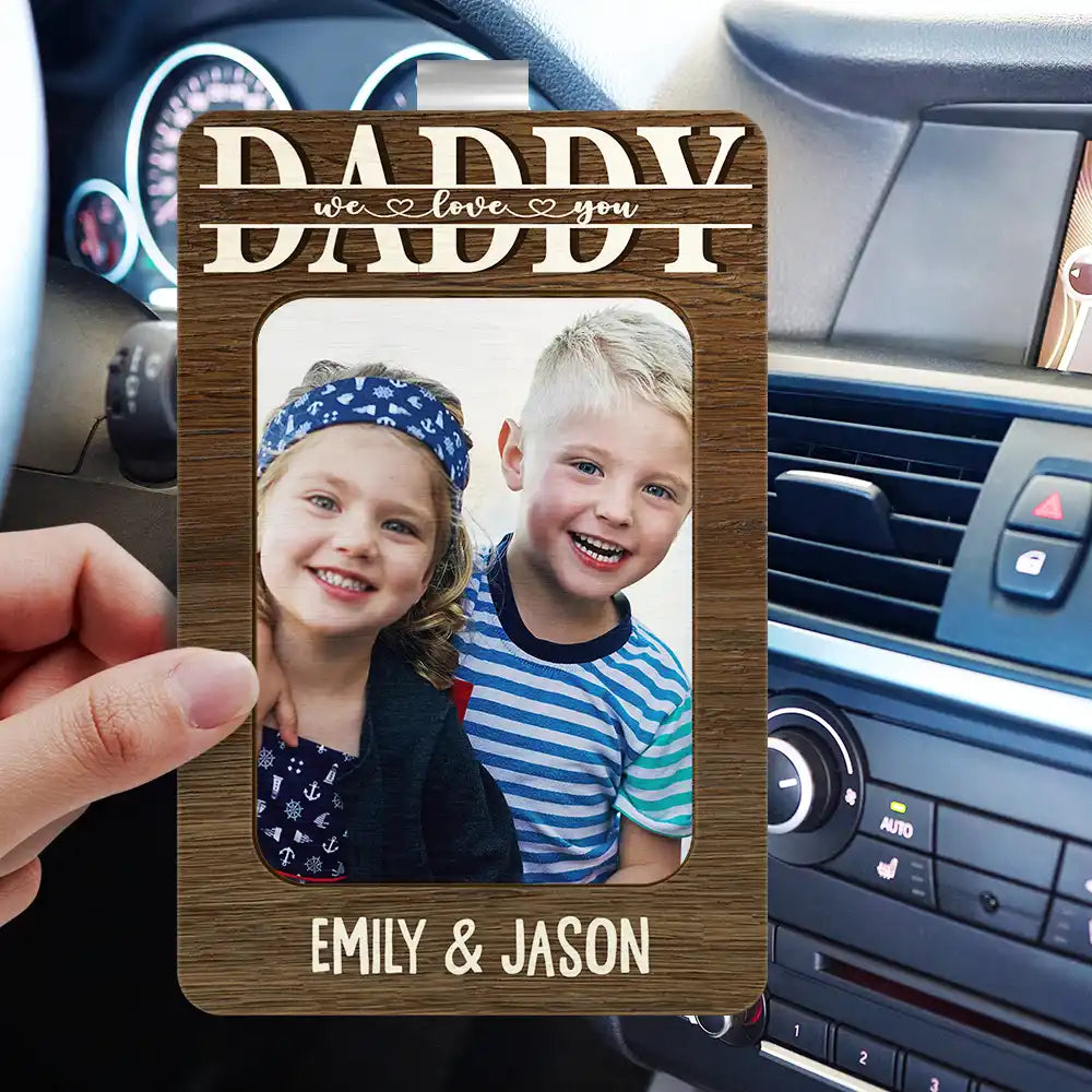 Custom Photo Dad We Love You - Personalized Custom Shaped Car Visor Clip, Father's Day Gift, Gift For Dad