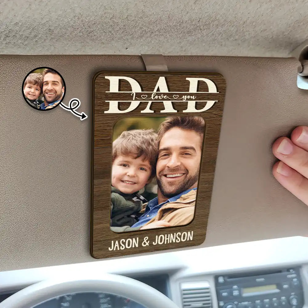 Custom Photo Dad We Love You - Personalized Custom Shaped Car Visor Clip, Father's Day Gift, Gift For Dad