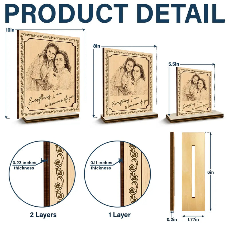 Pencil Sketch Everything I Am Is Because Of You - Custom Photo Wooden Plaque PT1953-CIN4281-MK3.jpg