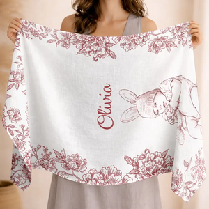 Custom Photo Pencil Sketch Mom Grandma And Kid - Personalized Lightweight Soft Shawl