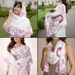 Custom Photo Pencil Sketch Mom Grandma And Kid - Personalized Lightweight Soft Shawl