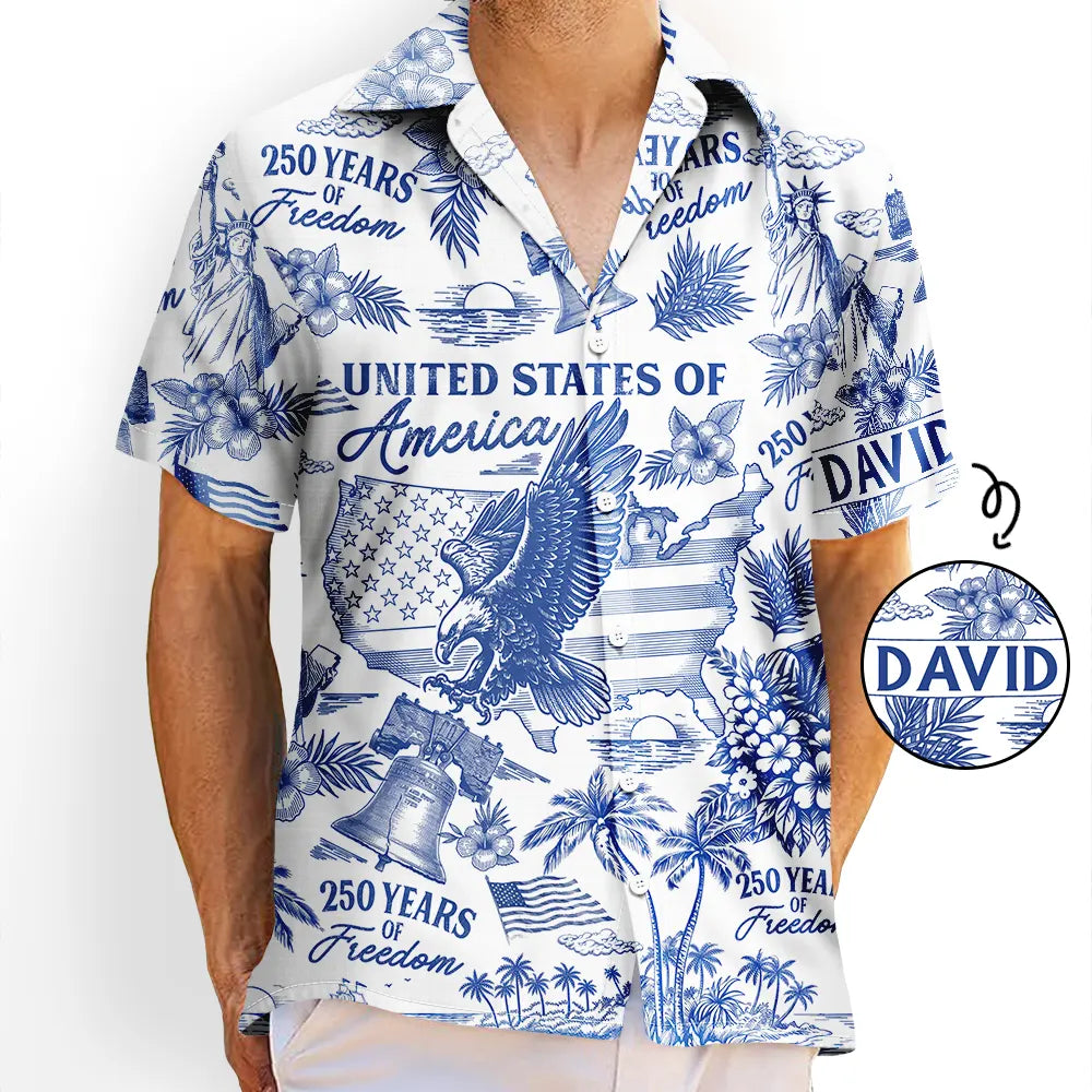 Patriotic America 250 1776 2026 - Personalized Hawaiian Shirt