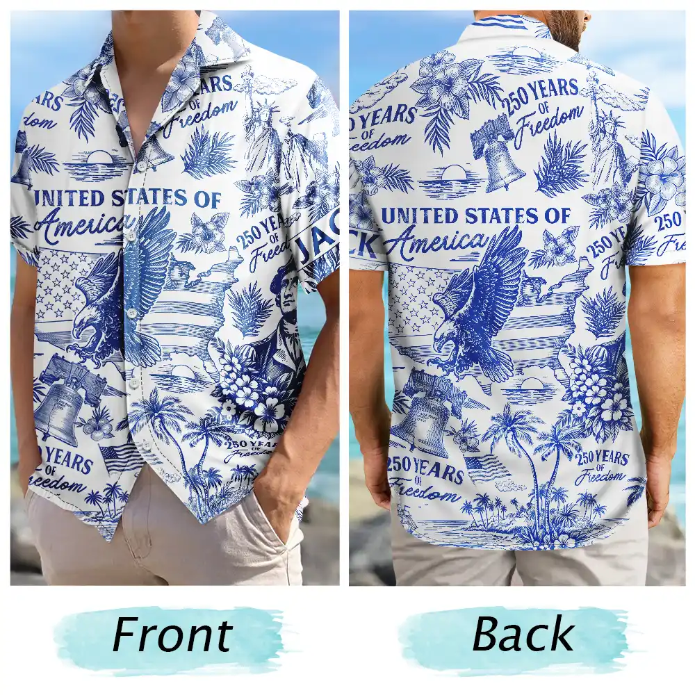 Patriotic America 250 1776 2026 - Personalized Hawaiian Shirt