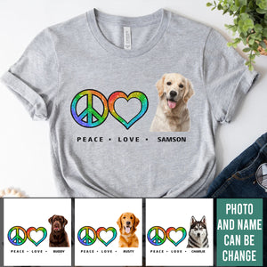 Peace Love Pet Funny - Personalized Custom Photo Shirt