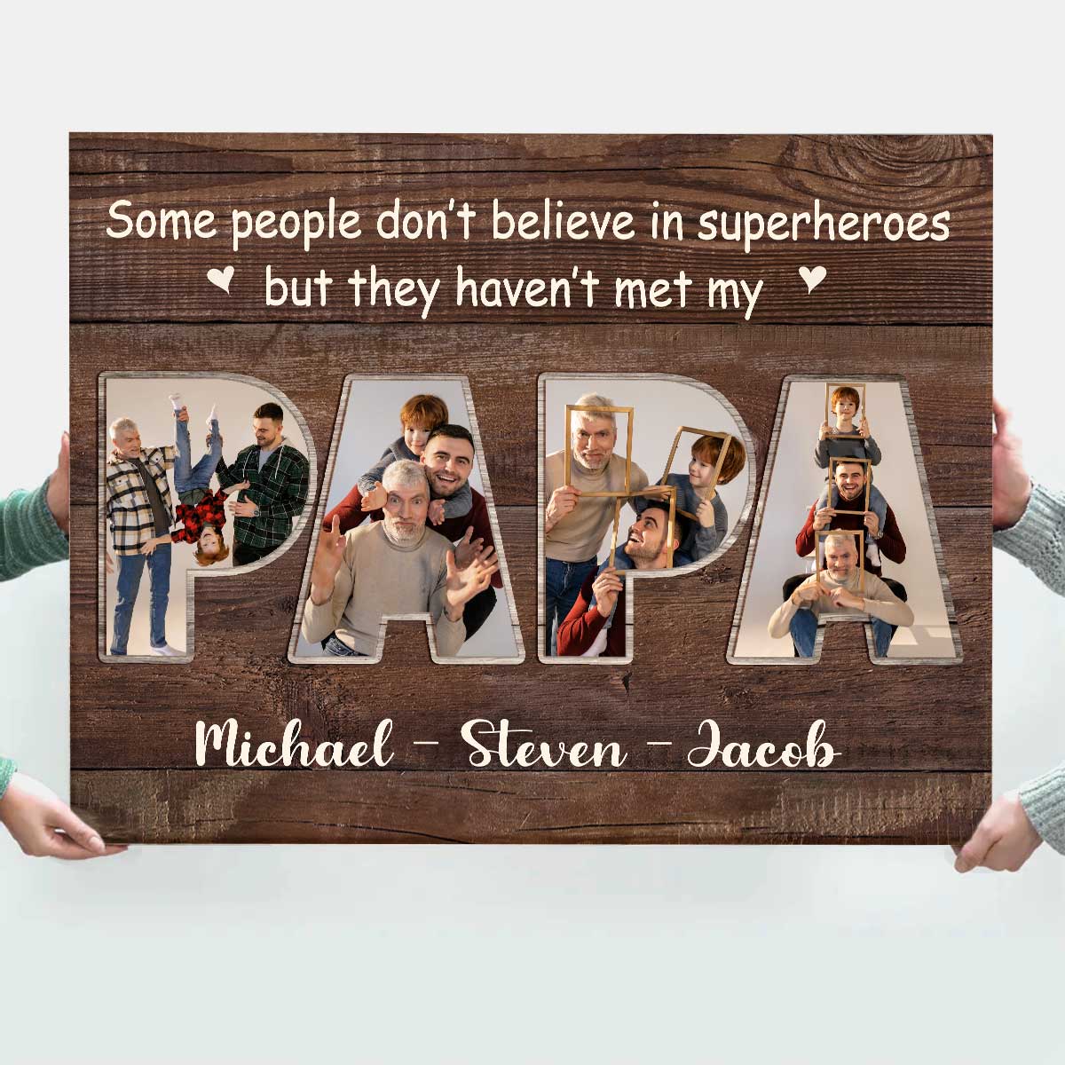 Personalized Gifts for Grandpa, Papa Gifts, Papa Photo Collage Print, Fathers Day Gifts For Papa, Christmas Gifts for Papa From Grandkids