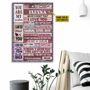 So Proud Of You Personalized Mom To Daughter Pink Pallet You Are My Sunshine Custom Canvas