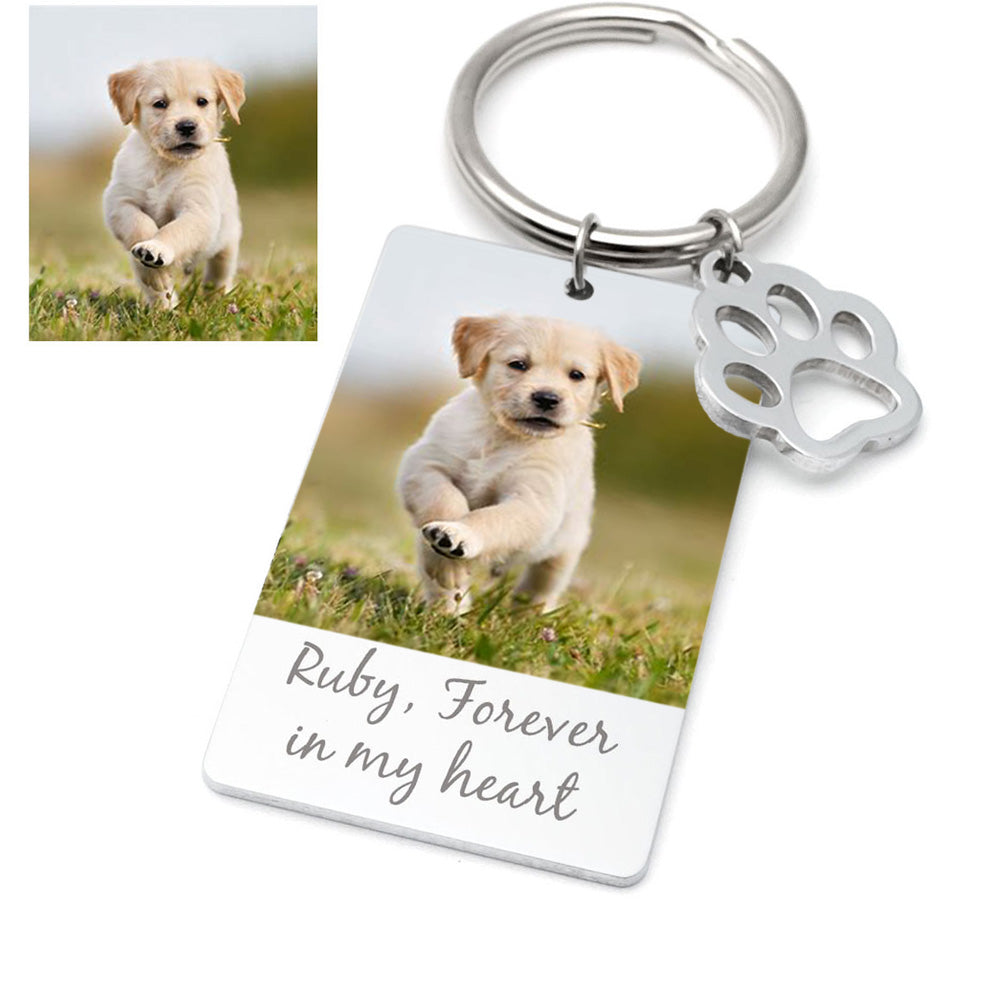 Custom Dog Photo Memorial Keychain with Paw Pet Memorial Gift, Pet Remembrance Gift, Sympathy Gift For Loss of Dog, Personalized Pet Portrait Photo, When Tomorrow Start Pet Key Chain