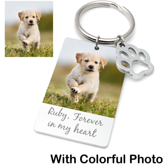 Custom Dog Photo Memorial Keychain with Paw Pet Memorial Gift, Pet Remembrance Gift, Sympathy Gift For Loss of Dog, Personalized Pet Portrait Photo, When Tomorrow Start Pet Key Chain