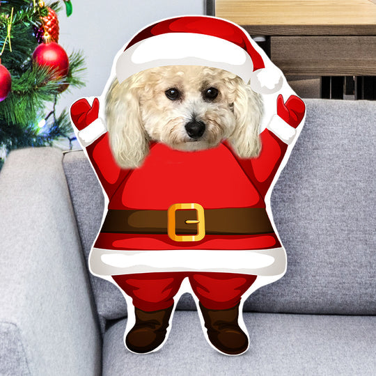 Custom Santa Snowman Custom Photo Dog Cat Personalized Custom Shape Pillow with Your Dog Cat Face Photo for Christmas Pet Lovers Gift