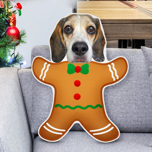 Custom Santa Snowman Custom Photo Dog Cat Personalized Custom Shape Pillow with Your Dog Cat Face Photo for Christmas Pet Lovers Gift