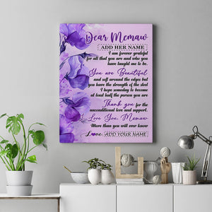 Personalized To My Memaw Gifts From Granddaughter Grandson Canvas Flower You Are Beautiful Gifts For Memaw Mothers Day Birthday Christmas Custom Print Framed Canvas