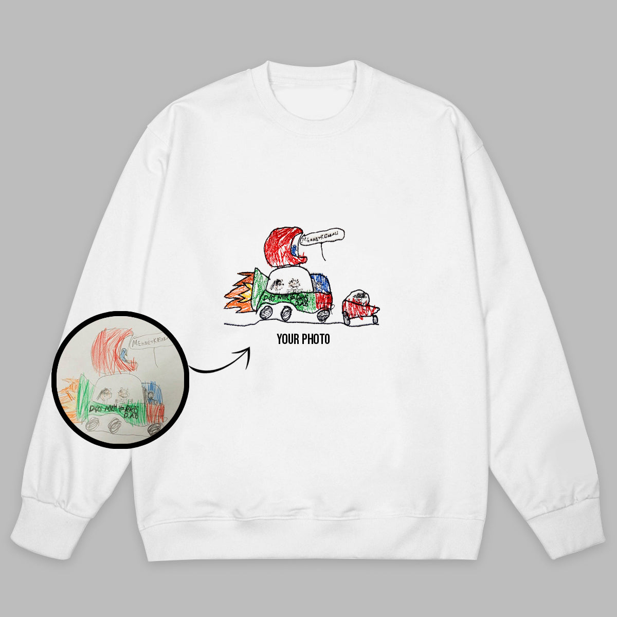 Personalized kids drawing artwork shirt - Embroidered custom photo shirt - Handmade shirt