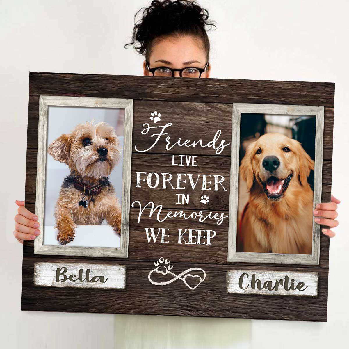 Pet Memorial Gifts, Sympathy Gifts For Pet Loss, Double Photo Dog Canvas