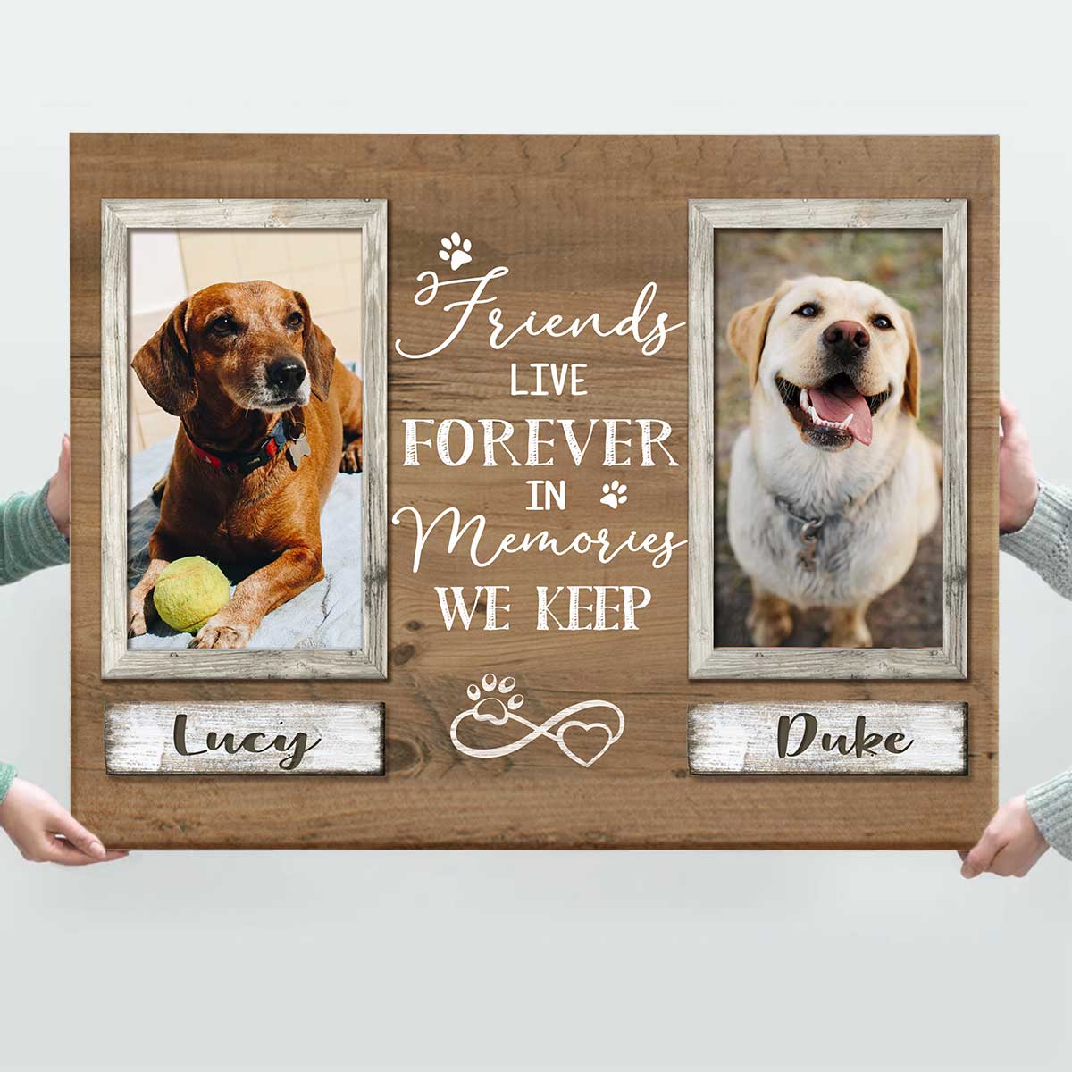 Pet Memorial Gifts, Sympathy Gifts For Pet Loss, Double Photo Dog Canvas
