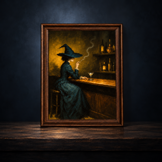 'Martini at Midnight' Gothic Witch Wall Art | Dark Cottagecore & Dark Academia Decor