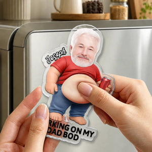 Custom Photo Poke Dad Bod Belly - Personalized Squishy Acrylic Fridge Magnet