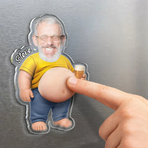 Custom Photo Poke Dad Bod Belly - Personalized Squishy Acrylic Fridge Magnet
