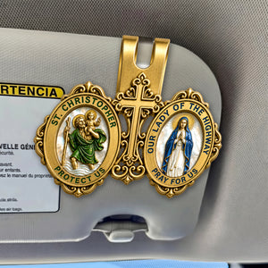 St. Christopher & Mary Protection - Car Visor Clip