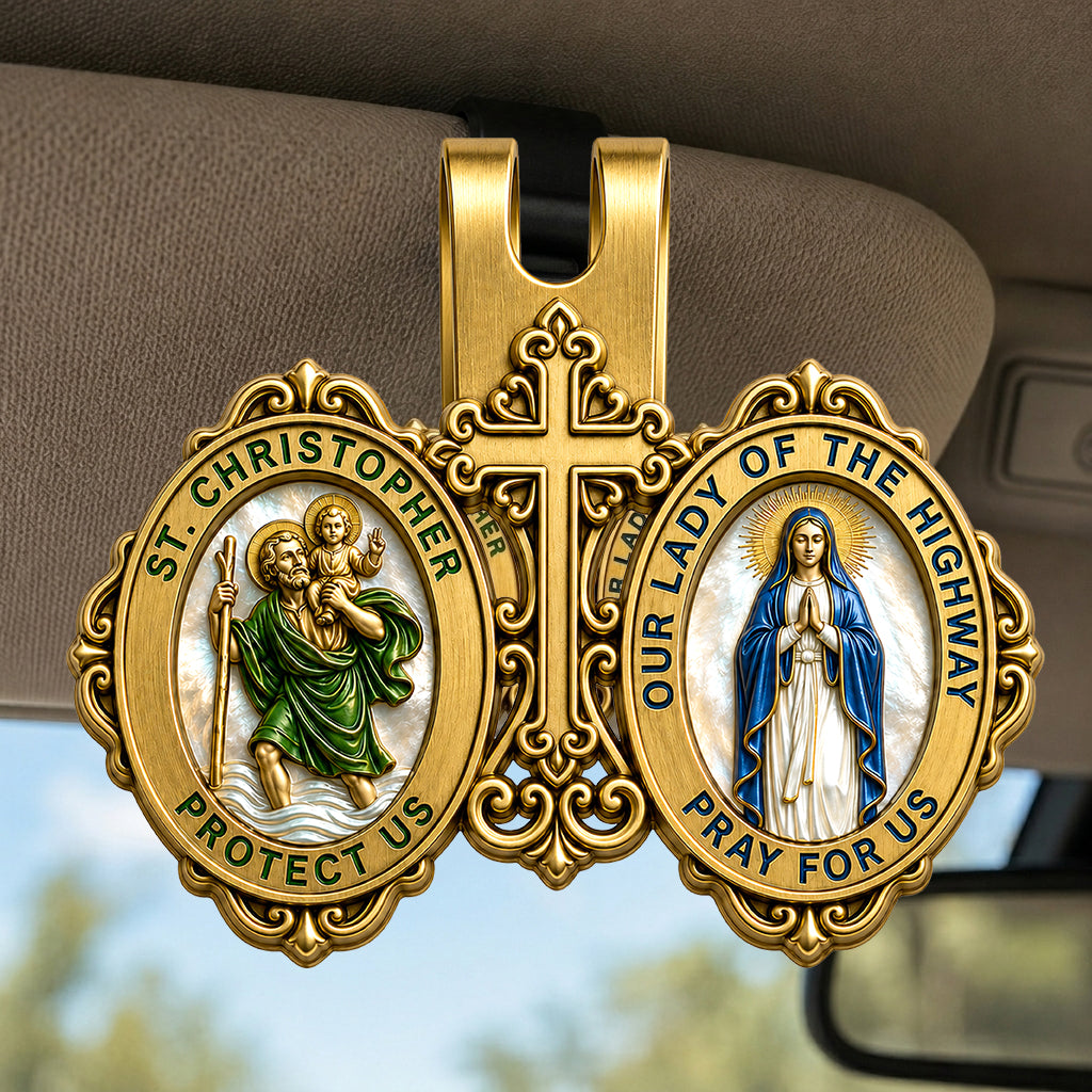 St. Christopher & Mary Protection - Car Visor Clip