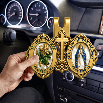 St. Christopher & Mary Protection - Car Visor Clip
