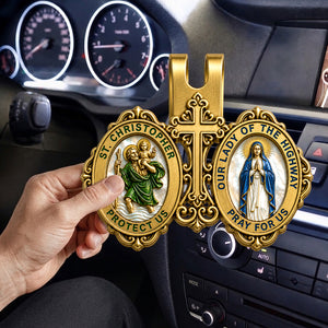 St. Christopher & Mary Protection - Car Visor Clip
