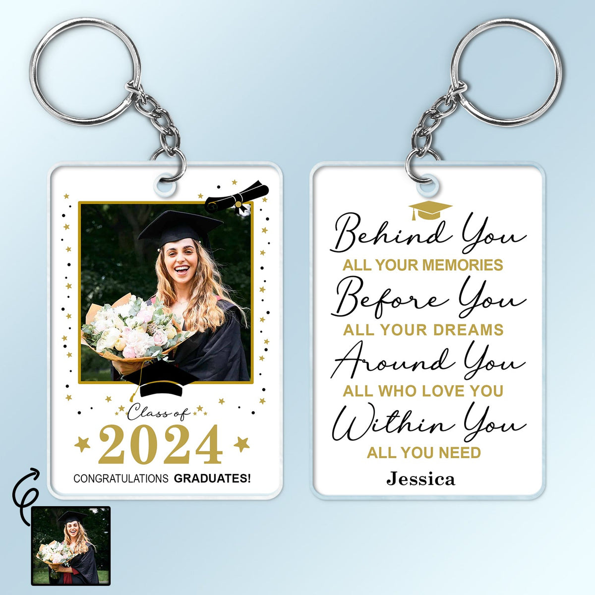Custom Photo Behind You All Your Memories - Graduation Gift - Personalized Acrylic Keychain