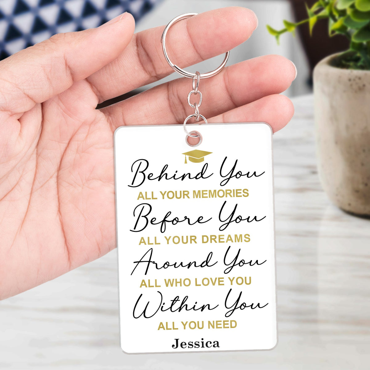 Custom Photo Behind You All Your Memories - Graduation Gift - Personalized Acrylic Keychain