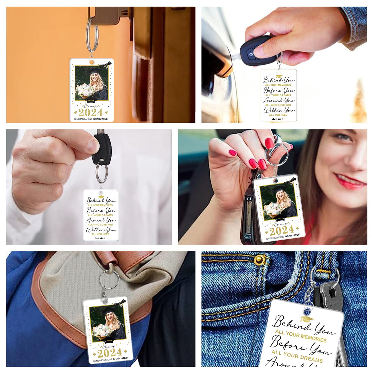 Custom Photo Behind You All Your Memories - Graduation Gift - Personalized Acrylic Keychain