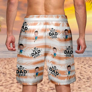 Custom Photo Best Dad Grandpa Ever - Personalized Unisex Beach Shorts
