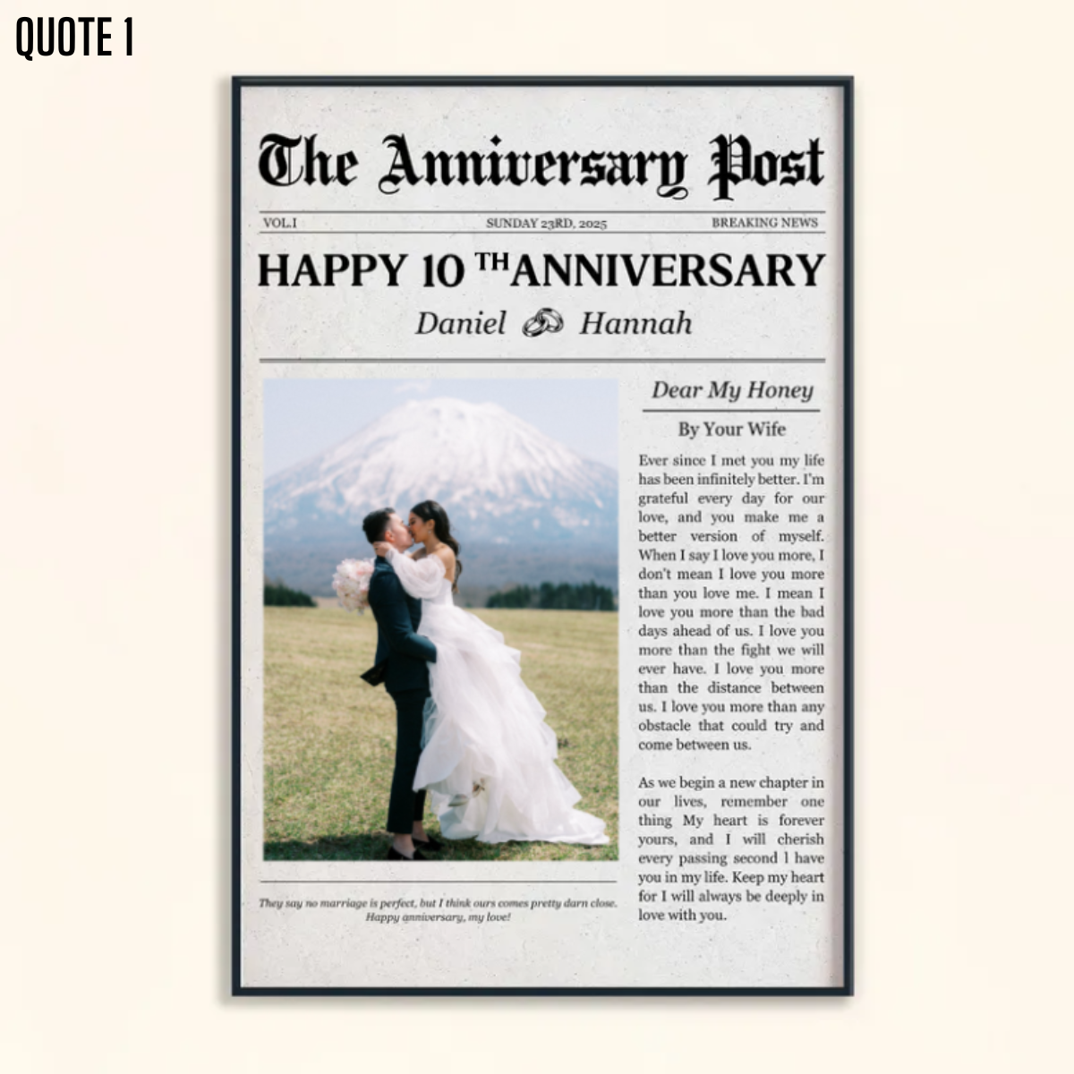 The Wedding Times Happy Anniversary - Personalized Canvas - Gift For Couple, Anniversary, Valentine's Day Gift