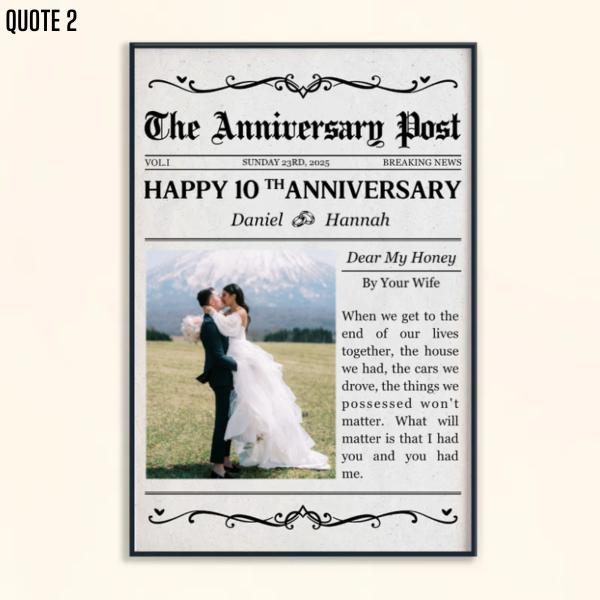 The Wedding Times Happy Anniversary - Personalized Canvas - Gift For Couple, Anniversary, Valentine's Day Gift