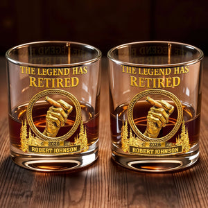 The Legend Has Retired, Personalized Custom Whiskey Glass, Gift For Retirees and Cigar Lovers