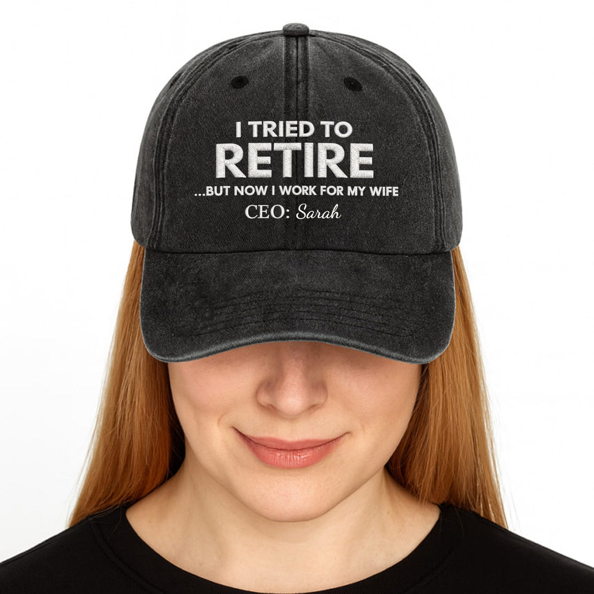 I Tried To Retire, Personalized Custom Washed Denim Cap, Gift For Husband