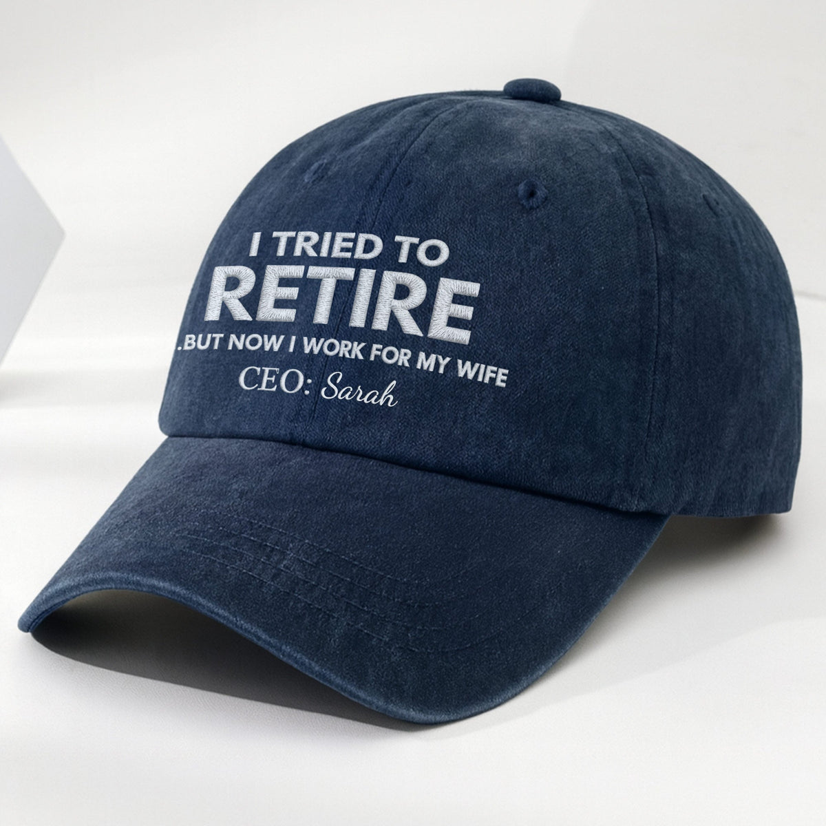 I Tried To Retire, Personalized Custom Washed Denim Cap, Gift For Husband