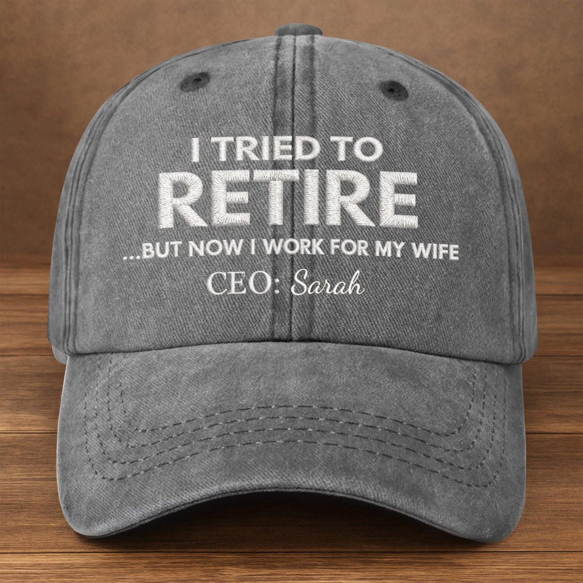 I Tried To Retire, Personalized Custom Washed Denim Cap, Gift For Husband