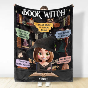 Reading Book Witch Blanket - Personalized Fleece Blanket, Sherpa Blanket