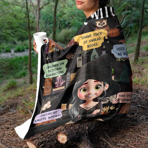 Reading Book Witch Blanket - Personalized Fleece Blanket, Sherpa Blanket
