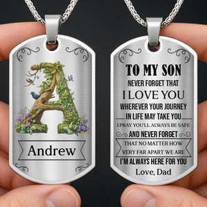 To My Son, Never Forget That I Love You, Tree And Bird Necklace, Gift For Son