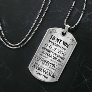 To My Son, Never Forget That I Love You, Tree And Bird Necklace, Gift For Son