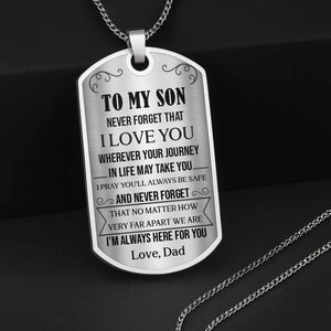 To My Son, Never Forget That I Love You, Tree And Bird Necklace, Gift For Son