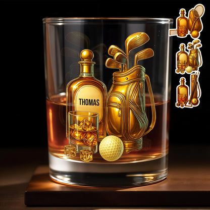 Celebrate Your Love For Golf With An Elegant Whiskey Glass, Personalized Custom Whiskey Glass, Gift For Golf Lovers