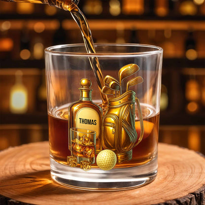 Celebrate Your Love For Golf With An Elegant Whiskey Glass, Personalized Custom Whiskey Glass, Gift For Golf Lovers