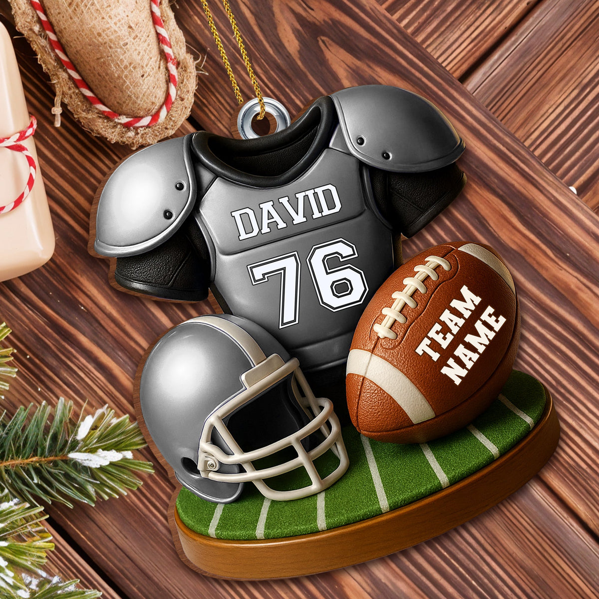 Customizable Football Team Ornament,Personalized Custom Wood Ornament,Gift For Sports Fans