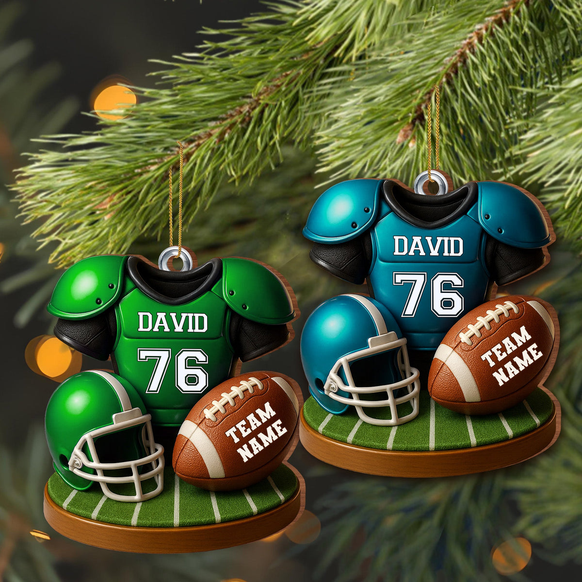 Customizable Football Team Ornament,Personalized Custom Wood Ornament,Gift For Sports Fans